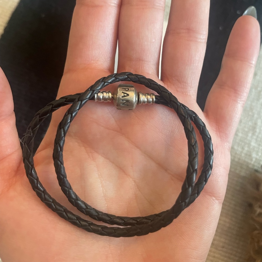 Pandora Leather Double Loop Charm Bracelet Small